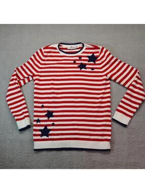 Vineyard Vines XS Crewneck Cotton Sweater Stars Stripes Red